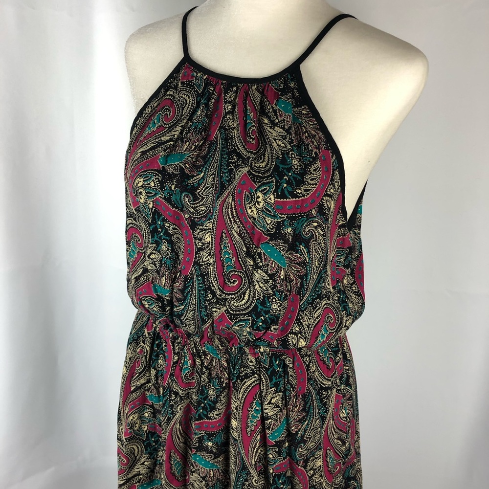 ✅ SOLD! Forever 21 Pink & Teal Paisley Print High Neck Dress - Size Medium - Picture 6 of 10